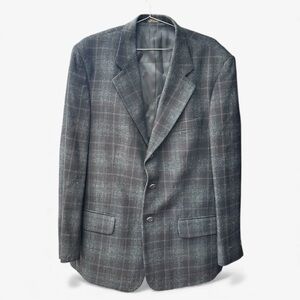 Banana Republic 42R Vintage Wool Windowpane Blazer Quiet Luxury Gray